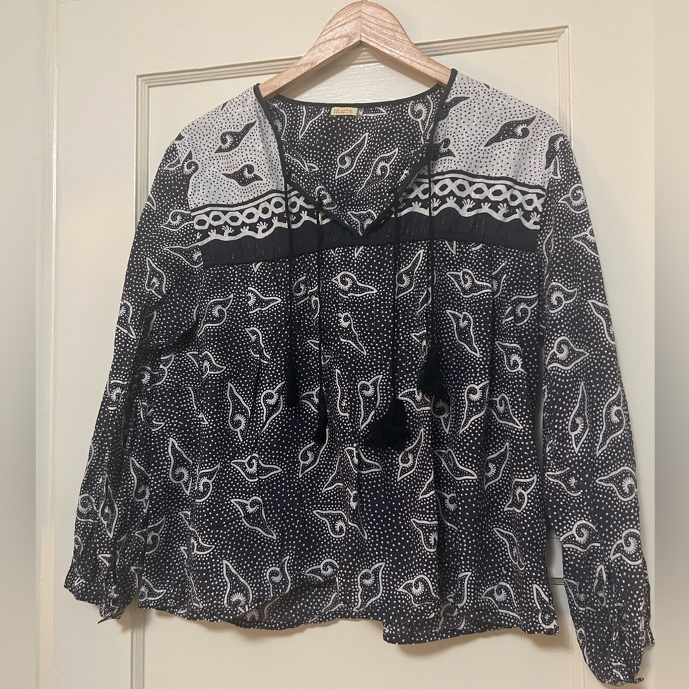 Matta navy boho blouse with tassles